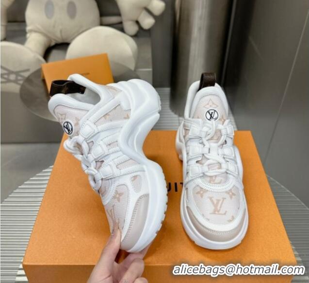 Perfect Louis Vuitton Archlight Sneakers in Leather and Patent Monogram Canvas Beige/White 608008