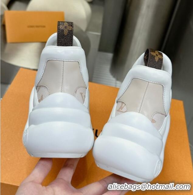 Perfect Louis Vuitton Archlight Sneakers in Leather and Patent Monogram Canvas Beige/White 608008