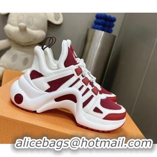 Low Price Louis Vuitton Archlight Sneakers in Leather and Monogram Canvas Burgundy 608009