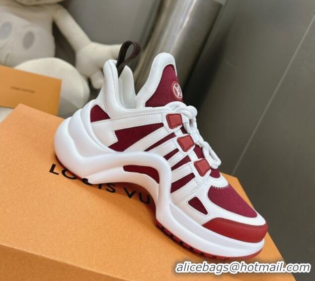 Low Price Louis Vuitton Archlight Sneakers in Leather and Monogram Canvas Burgundy 608009