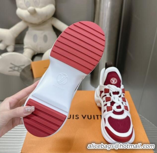 Low Price Louis Vuitton Archlight Sneakers in Leather and Monogram Canvas Burgundy 608009