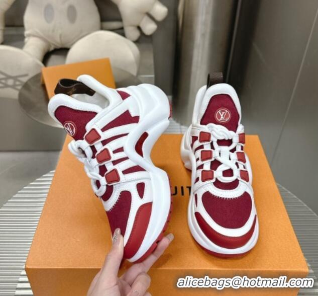 Low Price Louis Vuitton Archlight Sneakers in Leather and Monogram Canvas Burgundy 608009