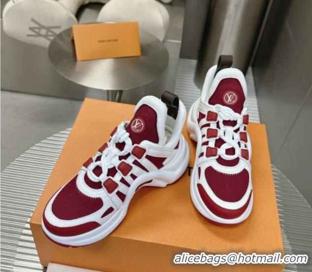 Low Price Louis Vuitton Archlight Sneakers in Leather and Monogram Canvas Burgundy 608009