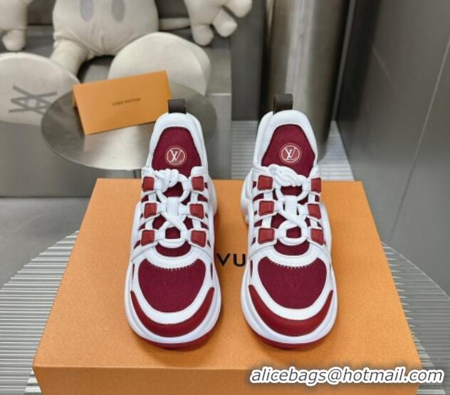 Low Price Louis Vuitton Archlight Sneakers in Leather and Monogram Canvas Burgundy 608009