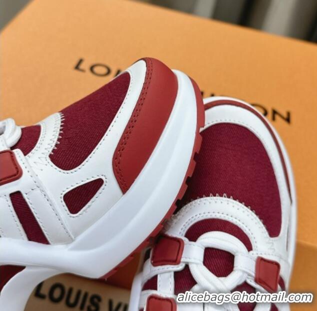 Low Price Louis Vuitton Archlight Sneakers in Leather and Monogram Canvas Burgundy 608009