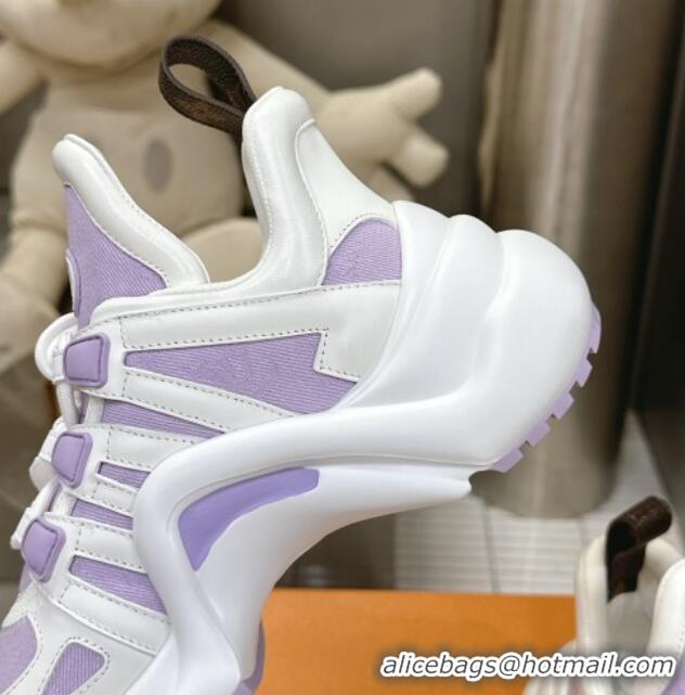 Sophisticated Louis Vuitton Archlight Sneakers in Leather and Monogram Canvas Purple 608010