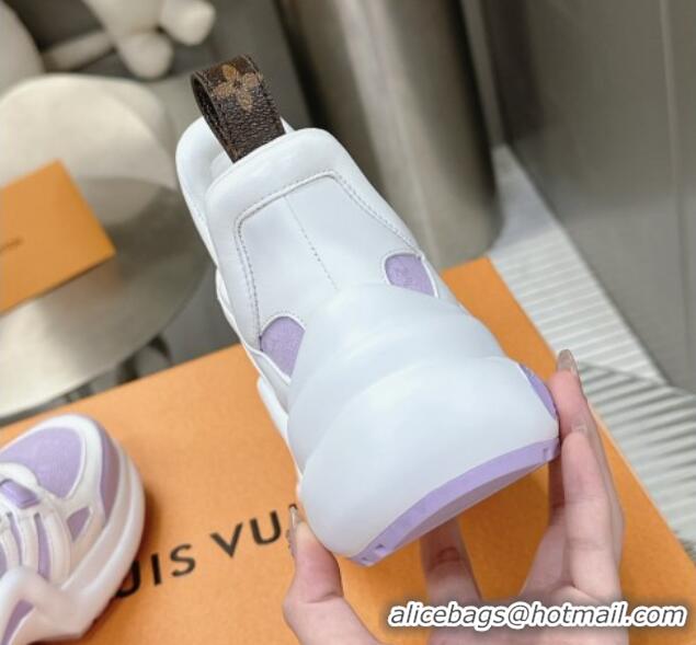 Sophisticated Louis Vuitton Archlight Sneakers in Leather and Monogram Canvas Purple 608010