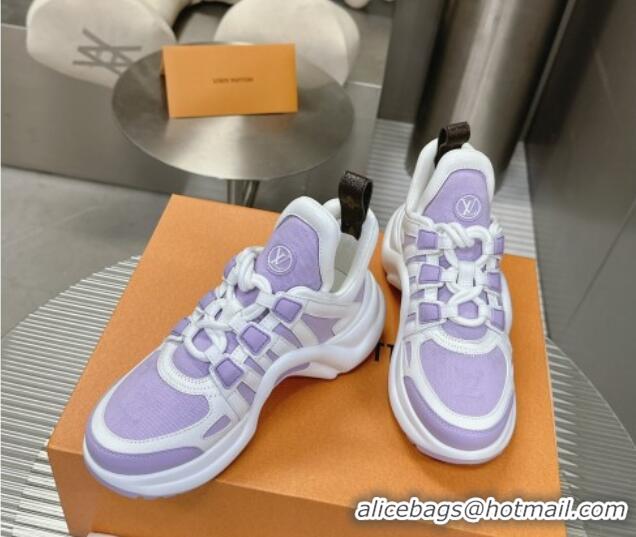 Sophisticated Louis Vuitton Archlight Sneakers in Leather and Monogram Canvas Purple 608010