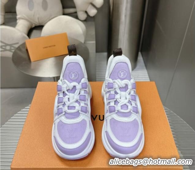 Sophisticated Louis Vuitton Archlight Sneakers in Leather and Monogram Canvas Purple 608010