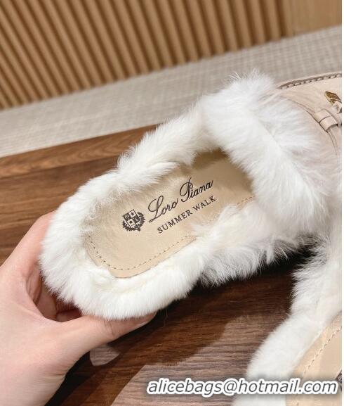 ​Promotional LP Charms Walk Babouche Loafers with Fur in Suede LP010901 Beige 2024 Top