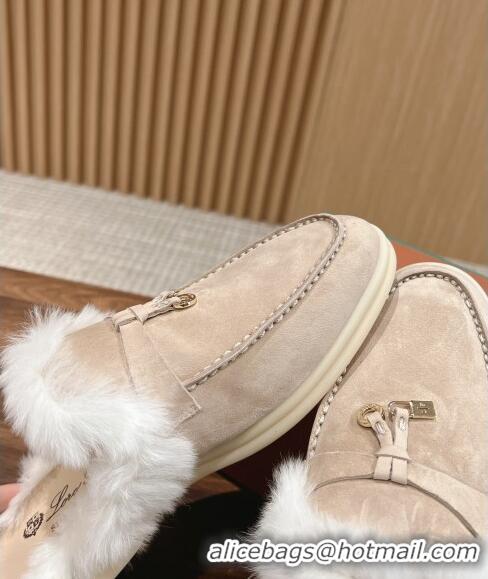 ​Promotional LP Charms Walk Babouche Loafers with Fur in Suede LP010901 Beige 2024 Top