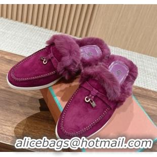 Grade Design LP Charms Walk Babouche Loafers with Fur in Suede LP010901 Purple 2024 Top