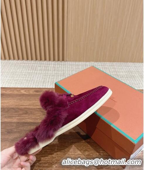 Grade Design LP Charms Walk Babouche Loafers with Fur in Suede LP010901 Purple 2024 Top