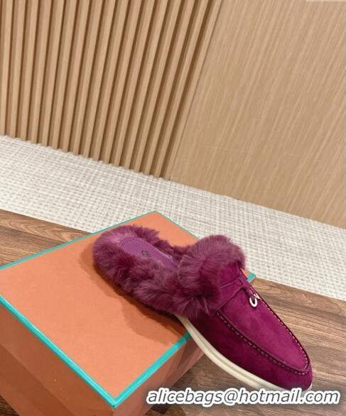 Grade Design LP Charms Walk Babouche Loafers with Fur in Suede LP010901 Purple 2024 Top