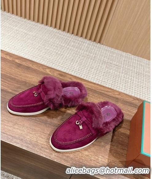 Grade Design LP Charms Walk Babouche Loafers with Fur in Suede LP010901 Purple 2024 Top