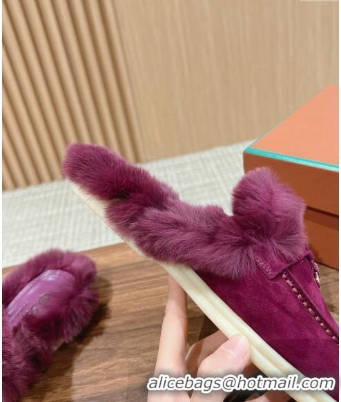 Grade Design LP Charms Walk Babouche Loafers with Fur in Suede LP010901 Purple 2024 Top