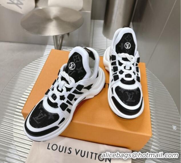 Duplicate Louis Vuitton Archlight Sneakers in Leather and Monogram Denim Black 608012