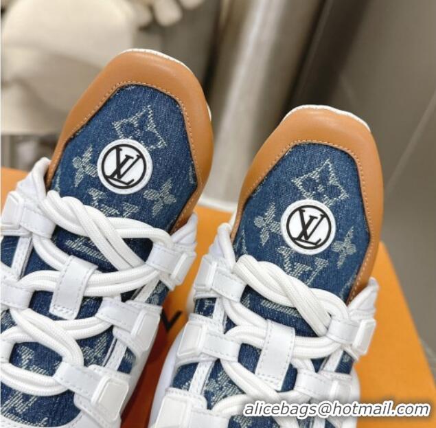 Best Grade Louis Vuitton Archlight Sneakers in Leather and Monogram Denim Dark Blue 608013