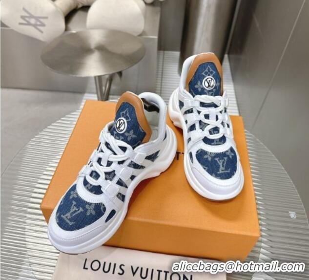 Best Grade Louis Vuitton Archlight Sneakers in Leather and Monogram Denim Dark Blue 608013