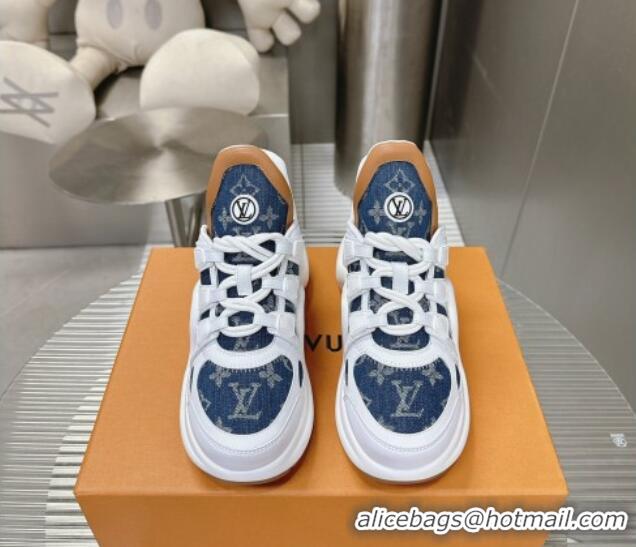 Best Grade Louis Vuitton Archlight Sneakers in Leather and Monogram Denim Dark Blue 608013