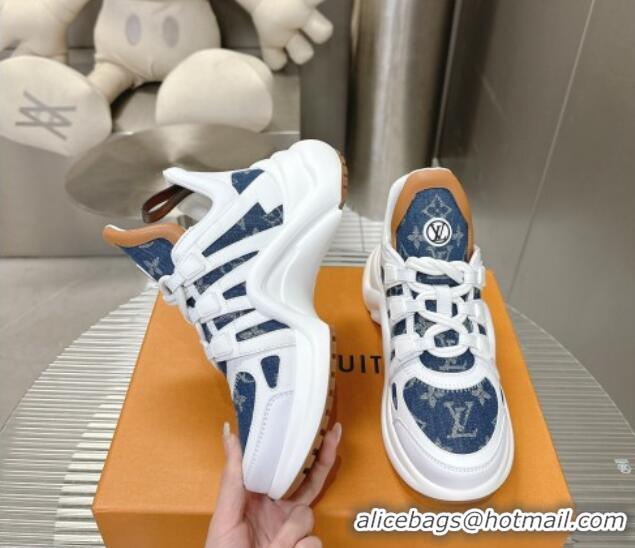 Best Grade Louis Vuitton Archlight Sneakers in Leather and Monogram Denim Dark Blue 608013