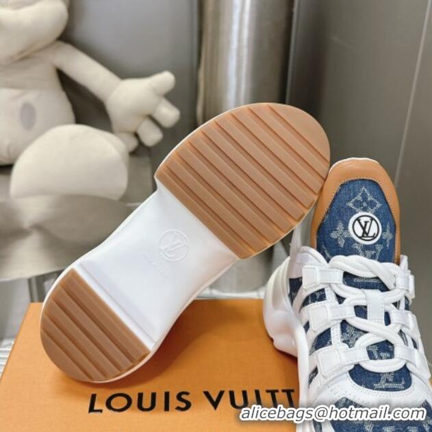 Best Grade Louis Vuitton Archlight Sneakers in Leather and Monogram Denim Dark Blue 608013