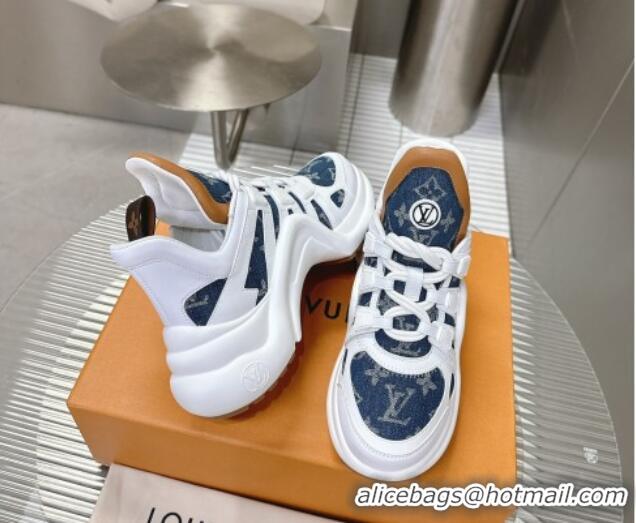 Best Grade Louis Vuitton Archlight Sneakers in Leather and Monogram Denim Dark Blue 608013