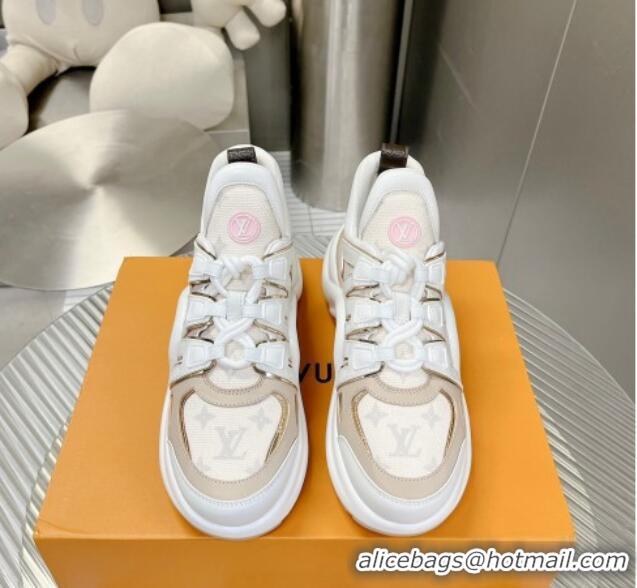 Pretty Style Louis Vuitton Archlight Sneakers in Leather and Canvas Beige 608015