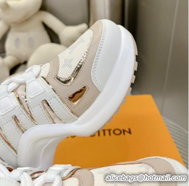 Pretty Style Louis Vuitton Archlight Sneakers in Leather and Canvas Beige 608015