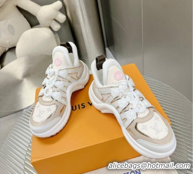 Pretty Style Louis Vuitton Archlight Sneakers in Leather and Canvas Beige 608015