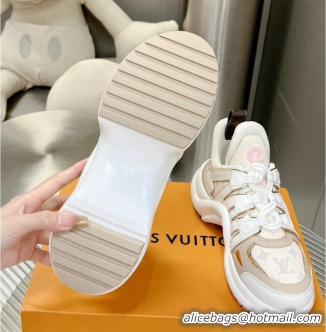 Pretty Style Louis Vuitton Archlight Sneakers in Leather and Canvas Beige 608015