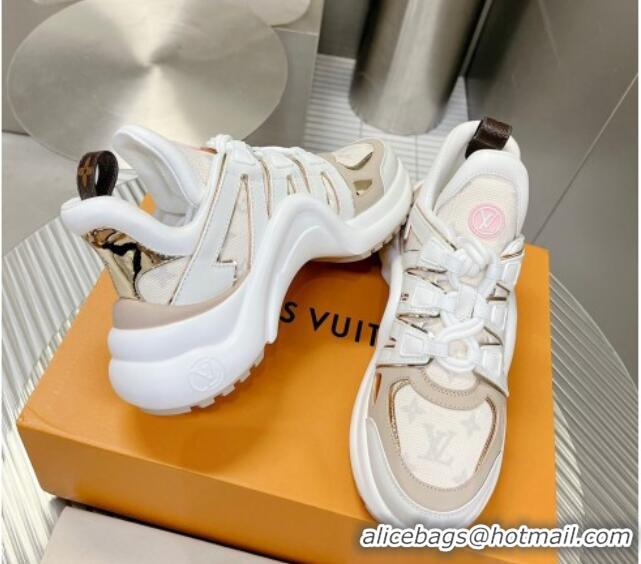 Pretty Style Louis Vuitton Archlight Sneakers in Leather and Canvas Beige 608015