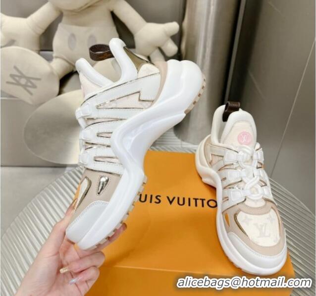 Pretty Style Louis Vuitton Archlight Sneakers in Leather and Canvas Beige 608015