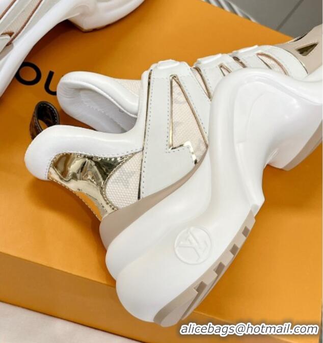 Pretty Style Louis Vuitton Archlight Sneakers in Leather and Canvas Beige 608015