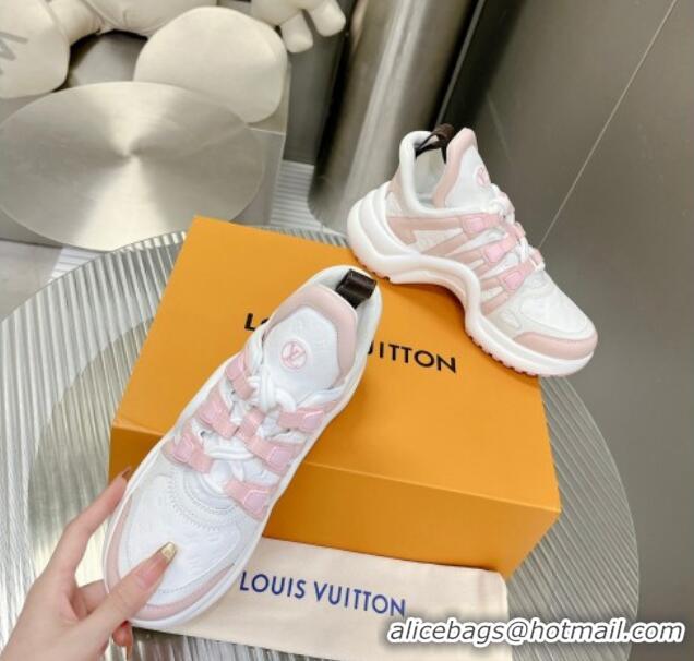 Top Grade Louis Vuitton Archlight Sneakers in Monogram Calf Leather White/Light Pink 608016