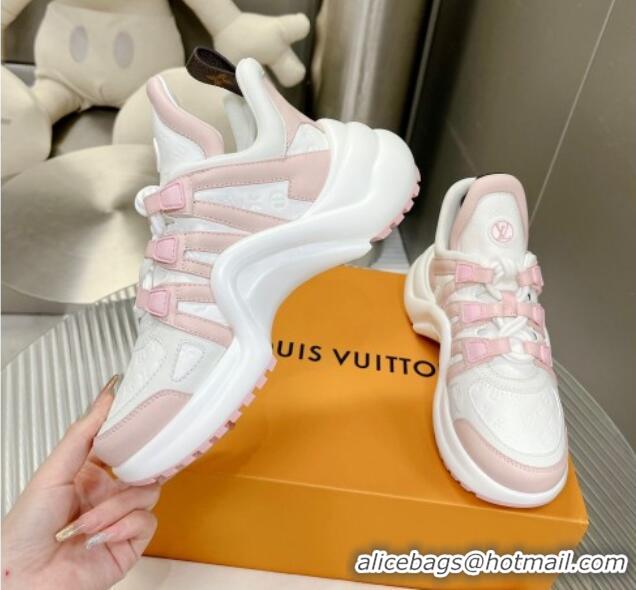 Top Grade Louis Vuitton Archlight Sneakers in Monogram Calf Leather White/Light Pink 608016