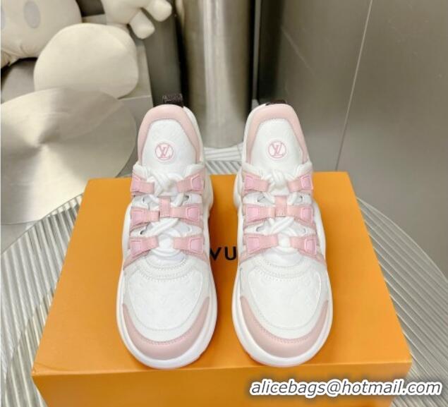 Top Grade Louis Vuitton Archlight Sneakers in Monogram Calf Leather White/Light Pink 608016