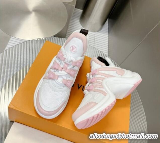 Top Grade Louis Vuitton Archlight Sneakers in Monogram Calf Leather White/Light Pink 608016