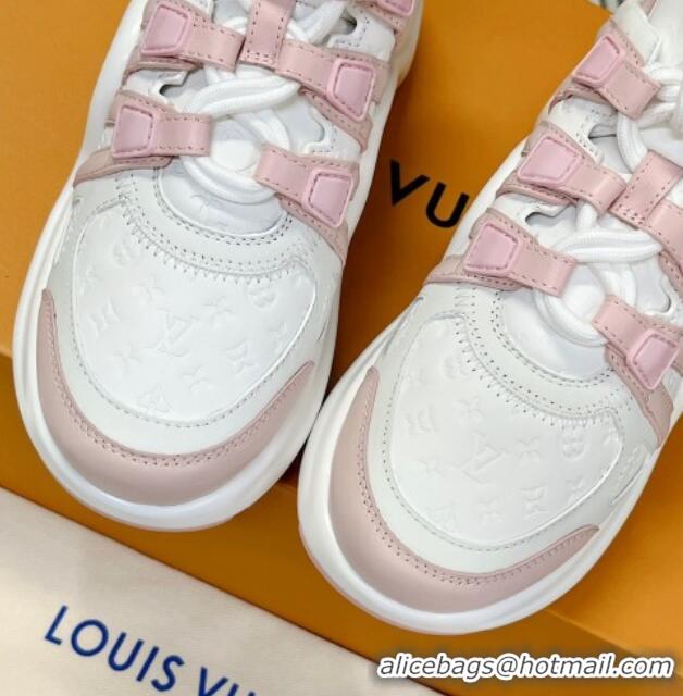 Top Grade Louis Vuitton Archlight Sneakers in Monogram Calf Leather White/Light Pink 608016