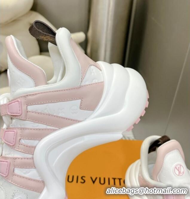 Top Grade Louis Vuitton Archlight Sneakers in Monogram Calf Leather White/Light Pink 608016