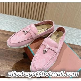 ​Luxury Cheap LP Summer Charms Walk Loafers in Suede LP010901 Light Pink 2024 Top