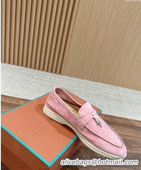 ​Luxury Cheap LP Summer Charms Walk Loafers in Suede LP010901 Light Pink 2024 Top