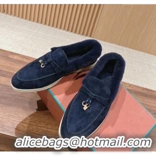 ​Buy Inexpensive LP Summer Charms Walk Loafers with Fur 0129 Dark Blue 2024