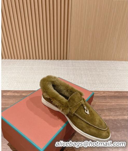 ​Buy Classic LP Summer Charms Walk Loafers with Fur 0129 Green 2024