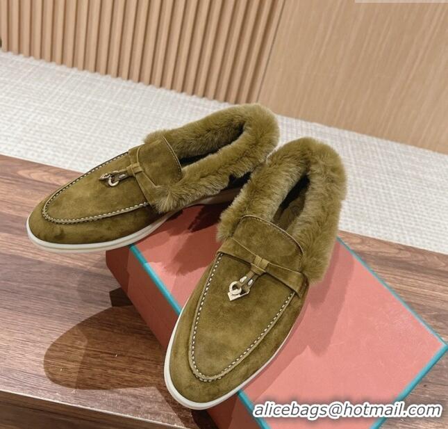 ​Buy Classic LP Summer Charms Walk Loafers with Fur 0129 Green 2024