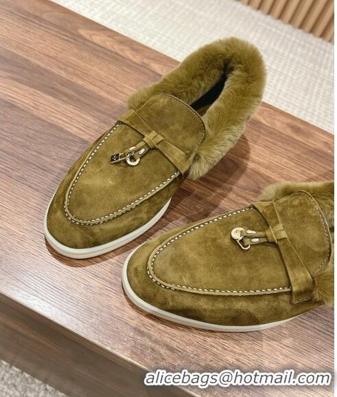 ​Buy Classic LP Summer Charms Walk Loafers with Fur 0129 Green 2024