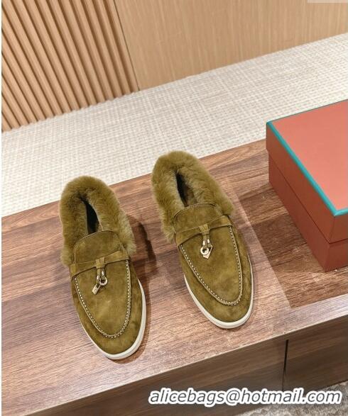 ​Buy Classic LP Summer Charms Walk Loafers with Fur 0129 Green 2024