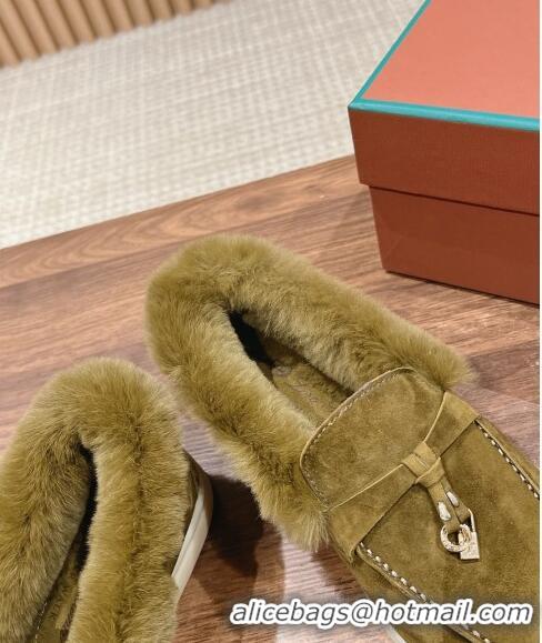 ​Buy Classic LP Summer Charms Walk Loafers with Fur 0129 Green 2024