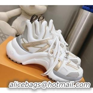 Good Product Louis Vuitton Archlight Sneakers in Leather and Mesh White/Gold 608023