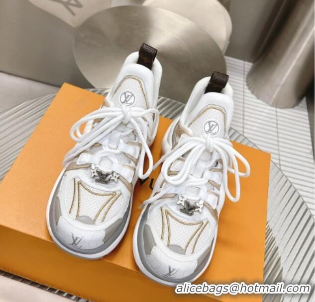 Good Product Louis Vuitton Archlight Sneakers in Leather and Mesh White/Gold 608023